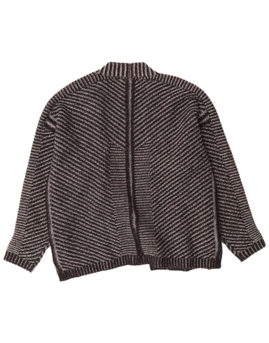 Pulover cardigan deschis pentru femei Marks & Spencer UK 26 5XL gri acrilic cu dungi