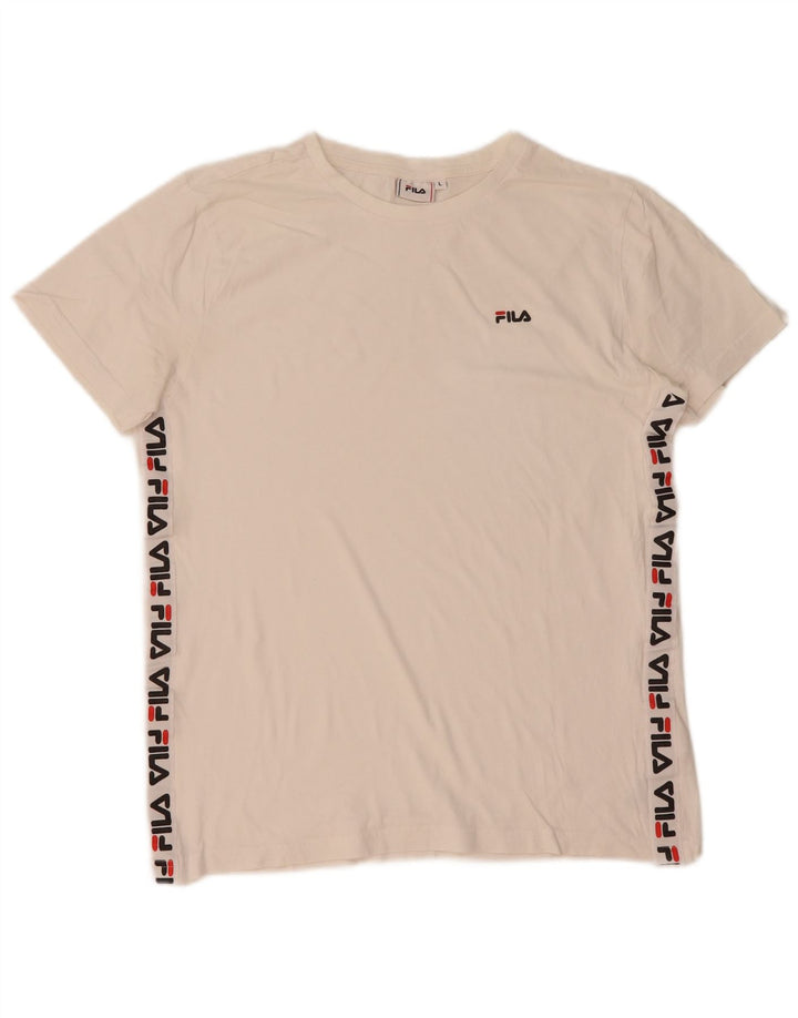 Tricou grafic Fila pentru bărbați Top mare din bumbac alb
