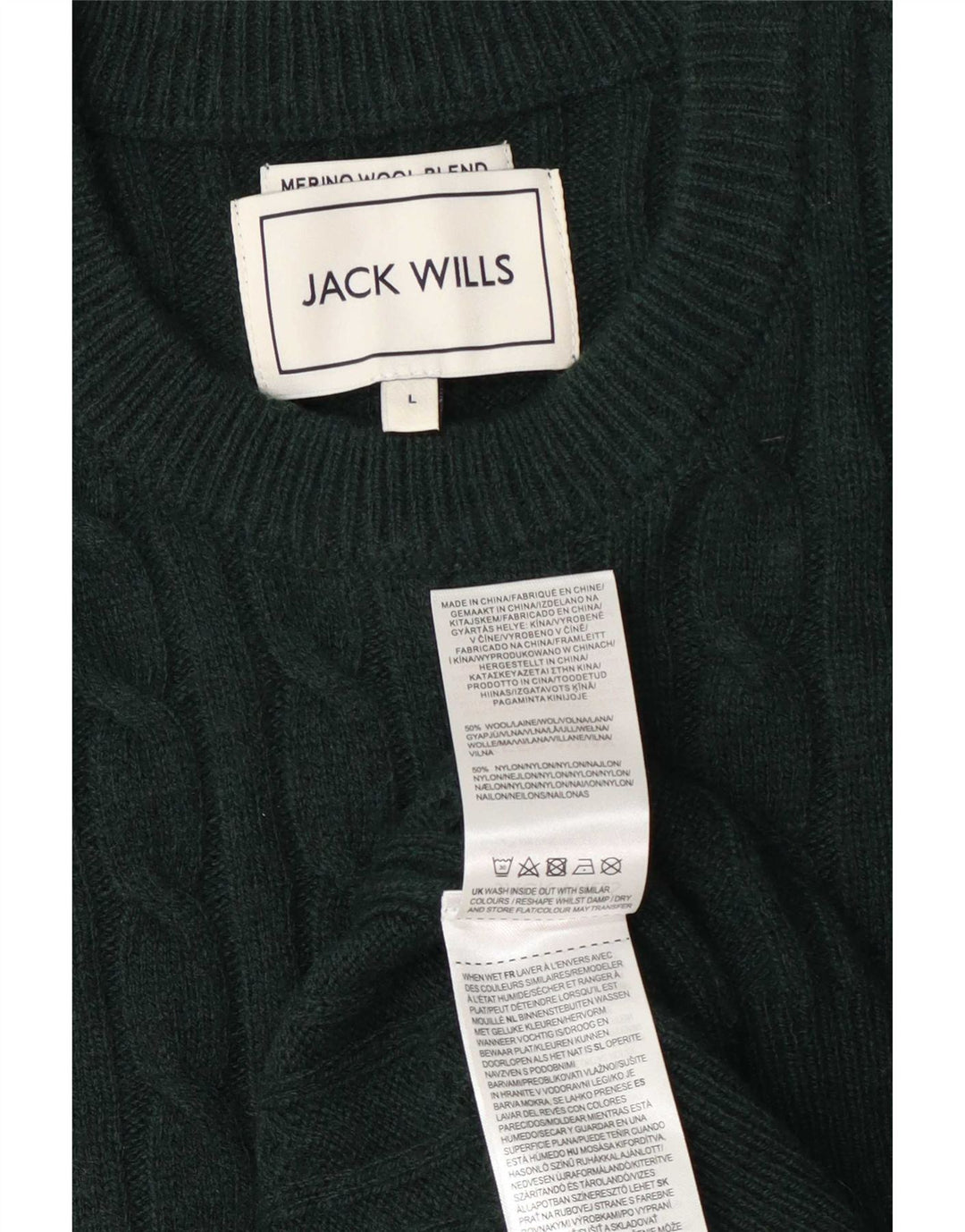 Pulover Jack Wills pentru bărbați cu gât roșu, lână verde mare