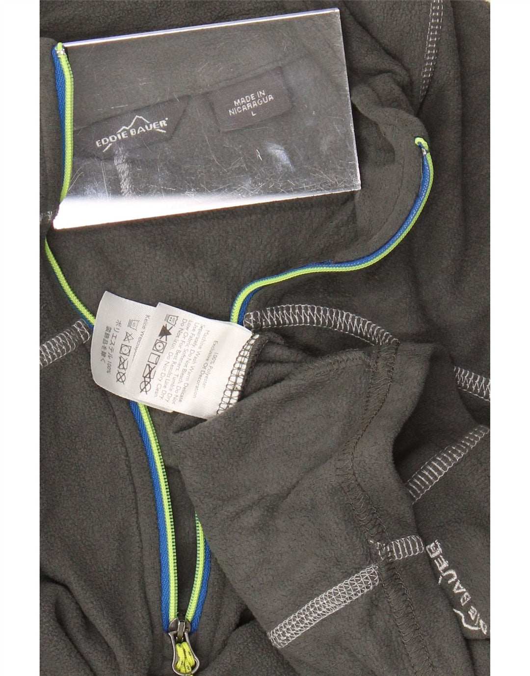 EDDIE BAUER Pulover pentru damă, cu fermoar și gât, din lână UK 16, mare, gri, poliester