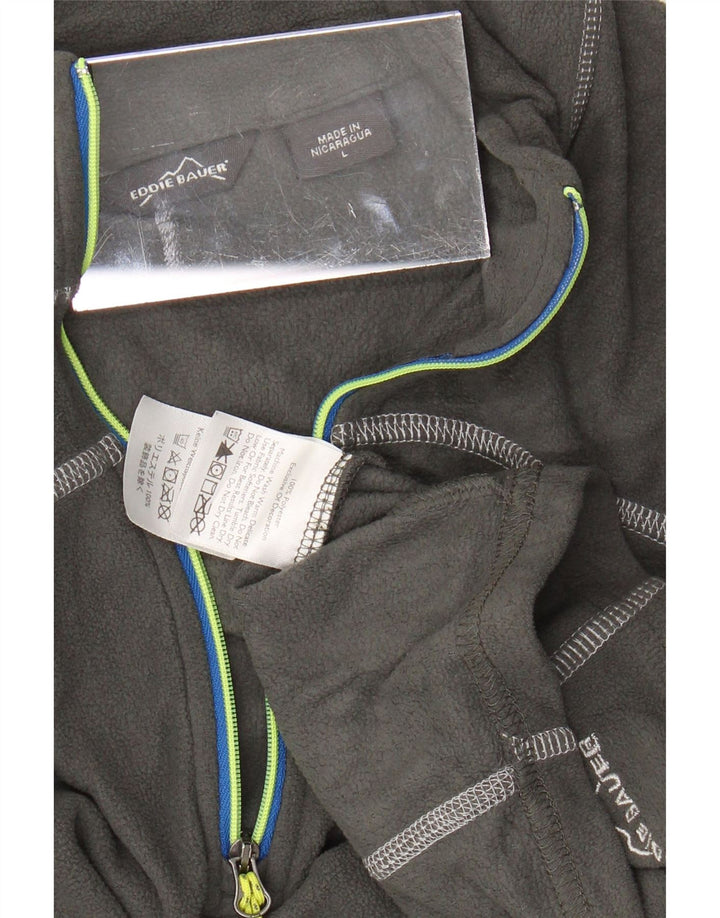 EDDIE BAUER Pulover pentru damă, cu fermoar și gât, din lână UK 16, mare, gri, poliester