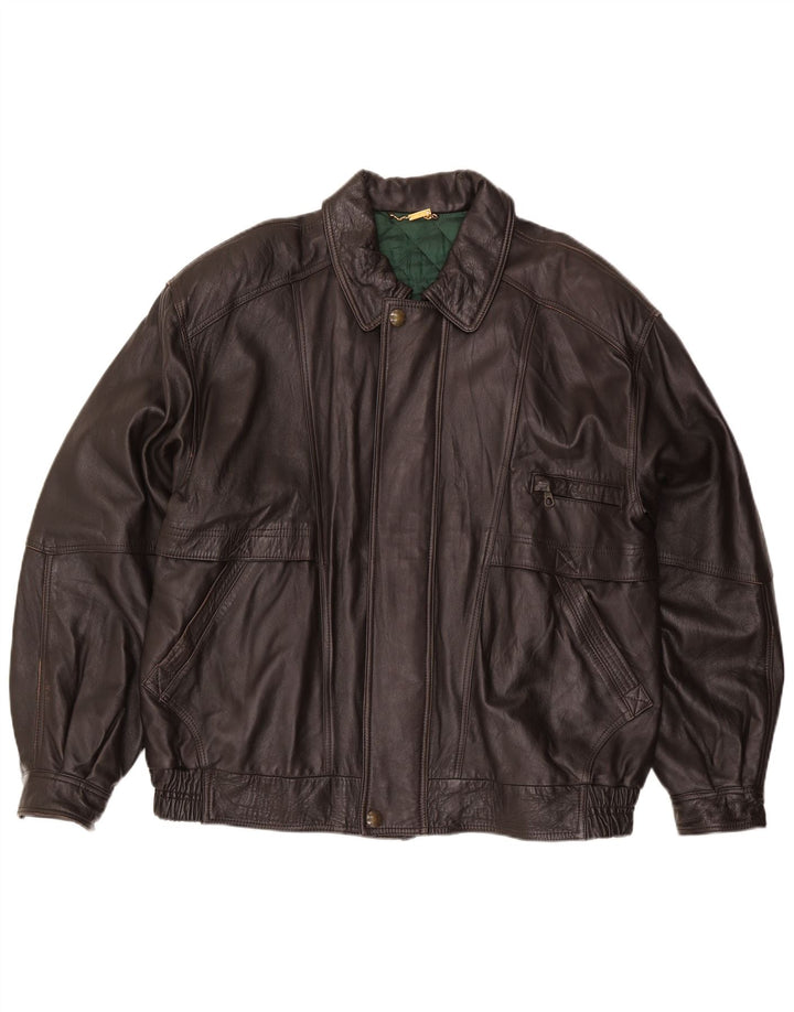 Geacă din piele vintage pentru bărbați IT 56 3XL maro