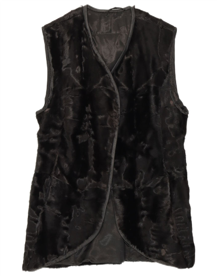 Gilet de blană vintage pentru femei UK 14 Medium Black