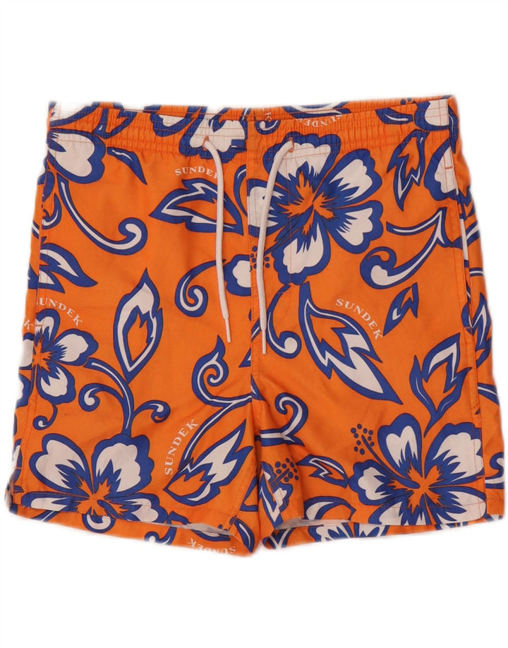 Sundek Pantaloni scurți de înot grafic pentru bărbați, poliester floral, portocaliu mediu