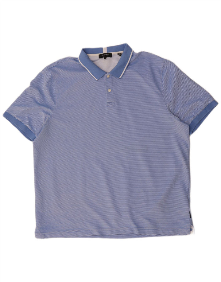 Tricou polo pentru bărbați Ted Baker Mărimea 6 2XL Poliester cu dungi albastre