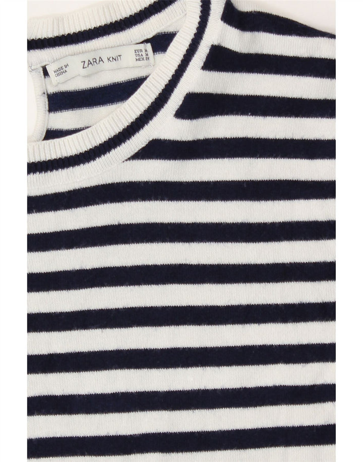Top tricou pentru femei Zara UK 12 Medium Bleumarin cu dungi