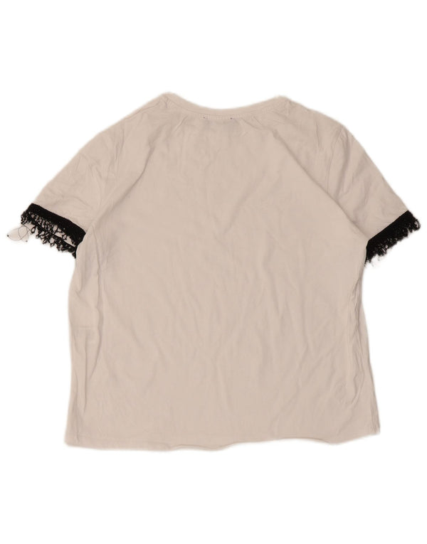 Tricou pentru femei Zara UK 12 Medium White Colorblock Bumbac