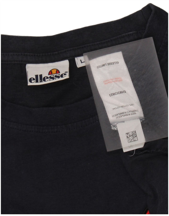 ELLESSE Top pentru femei cu mânecă lungă UK 16 mare, bleumarin, bumbac cu dungi