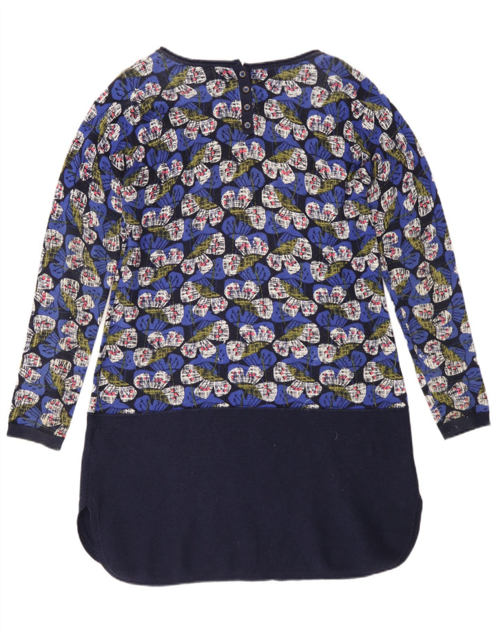 White Stuff Rochie Schimbată cu mânecă lungă pentru femei UK 12 Medium Blue Floral Bumbac