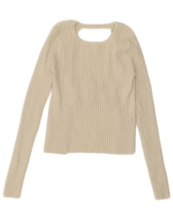 Top crop cu mânecă lungă, decupat pentru femei, UK 10, mic, alb