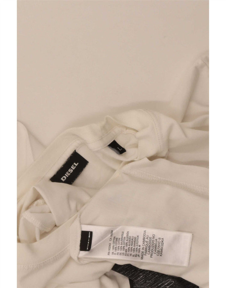 Tricou grafic pentru bărbați Diesel Top mare din bumbac alb