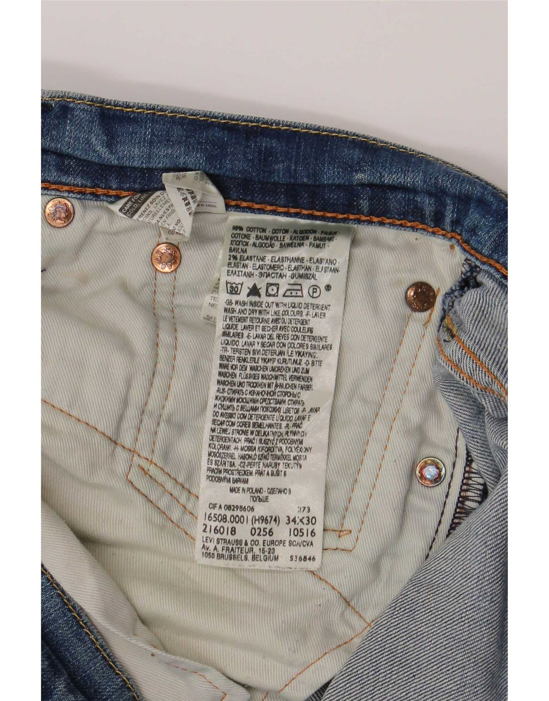 Blugi drepti pentru bărbați Levi's 508 W34 L30 Bumbac albastru