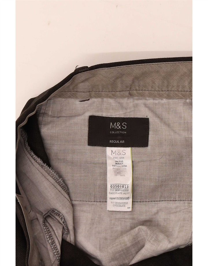 Marks & Spencer Pantaloni de costum obișnuiți drepti pentru bărbați L42 L29 Poliester maro