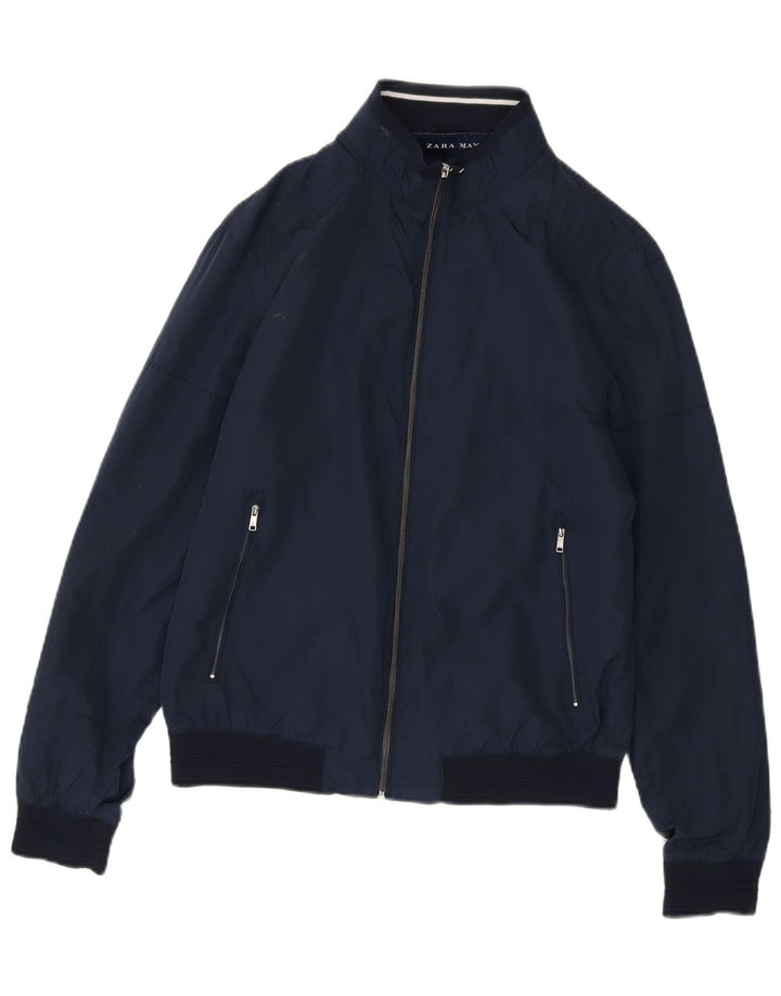 Bomber pentru bărbați Zara UK 40 mare, albastru, poliester