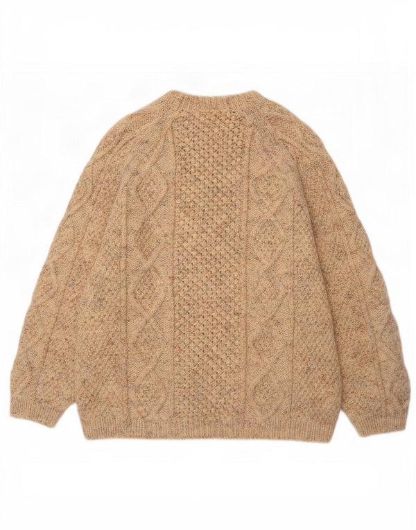 Pulover vintage pentru bărbați cu gâtul turnat, 2XL, bej