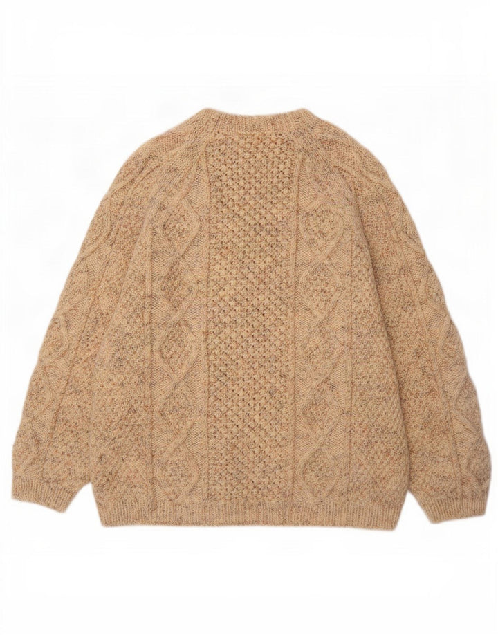 Pulover vintage pentru bărbați cu gâtul turnat, 2XL, bej