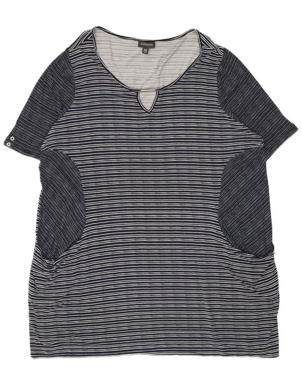 Rochie tricou cu autograf Marks & Spencer pentru femei UK 20 2XL bleumarin cu dungi