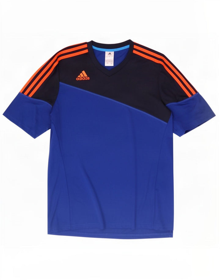 Tricou Adidas Climalite pentru bărbați Top mare, albastru, poliester color bloc