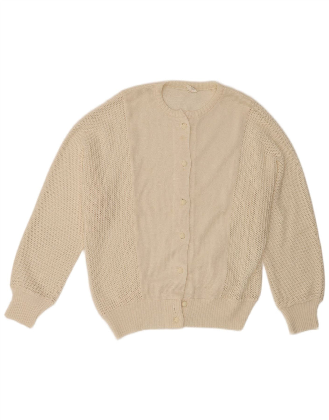 Pulover vintage cardigan pentru femei IT 46 mare poliacrilic alb
