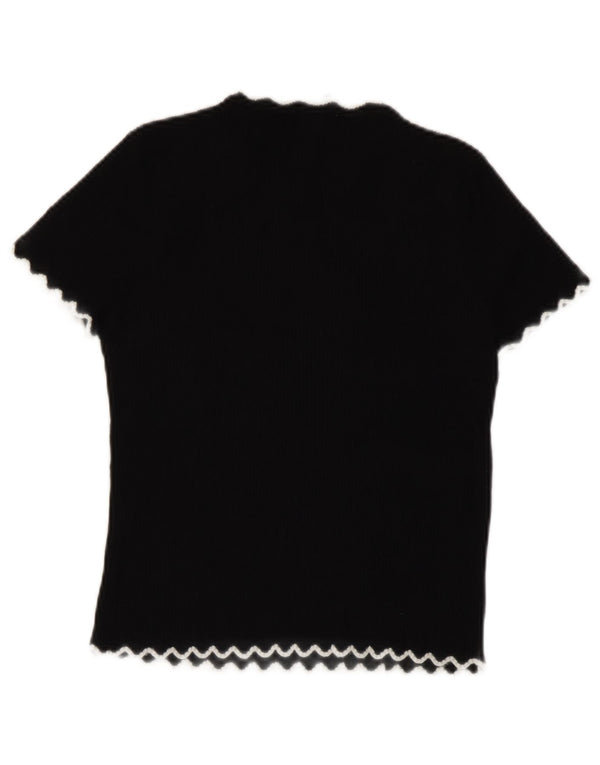 Tricou Crop pentru femei Zara UK 10 Small Black Viscose