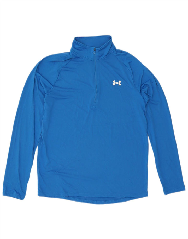 Top de trening Under Armour pentru bărbați, cu fermoar și gât, albastru mediu