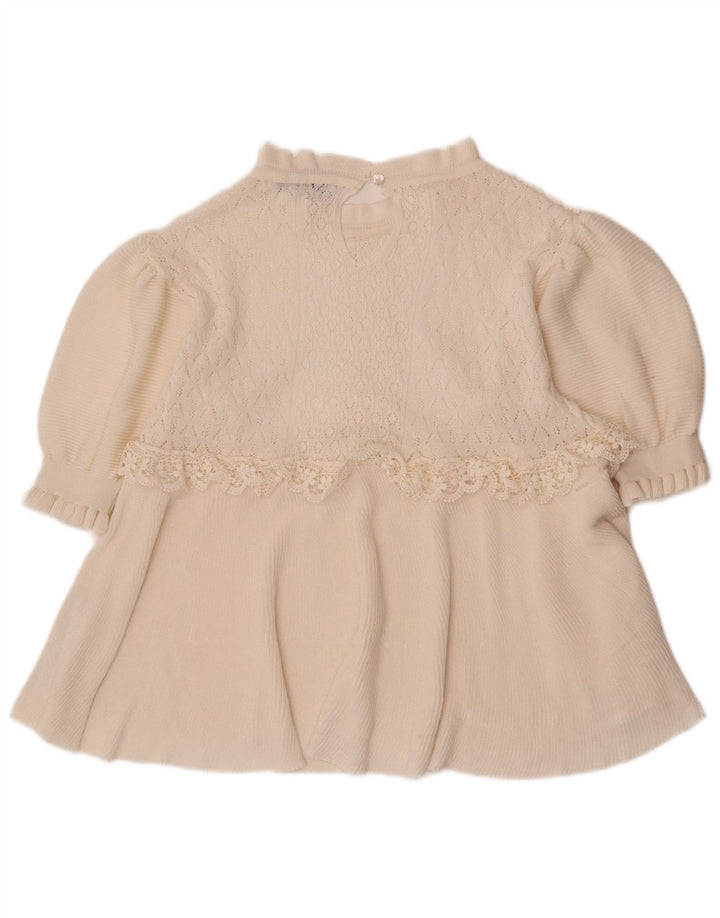 Bluză pentru femei Zara cu mâneci 3/4, UK 12, poliester floral alb mediu