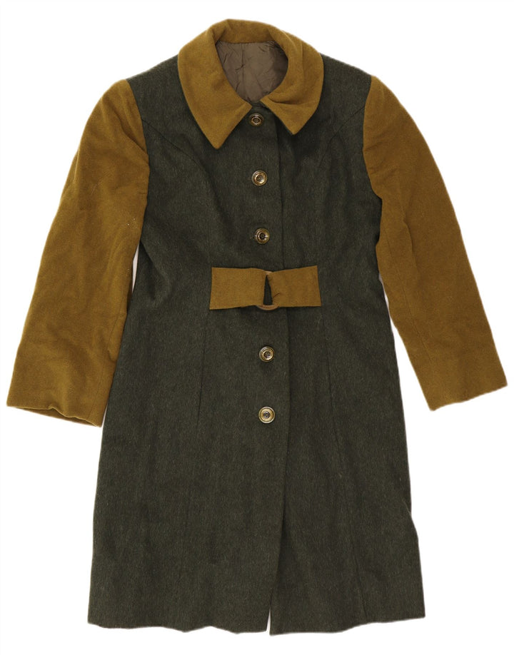 Pardesiu vintage pentru femei UK 10, verde, color block