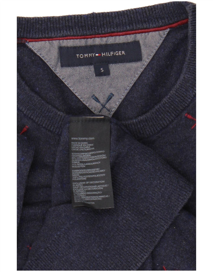 Pulover pentru bărbați Tommy Hilfiger, cu gât crew, poliester mic, bleumarin
