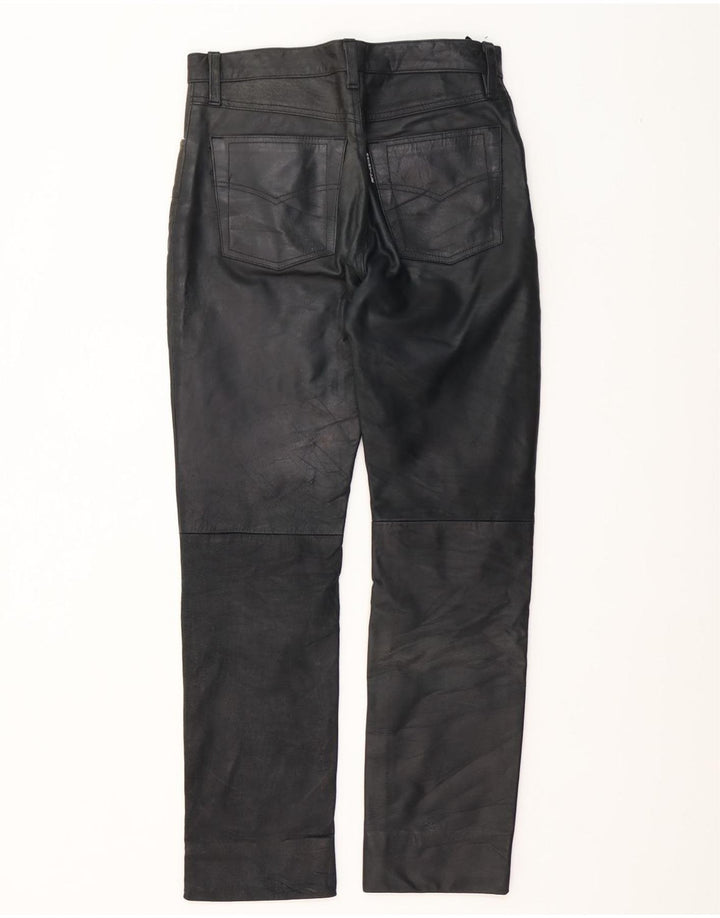 Pantaloni drepți din piele vintage pentru bărbați L30 L30 negru