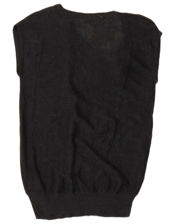 Michael Kors Womens Sleeveless Blouse Top UK 10 Small Black Cotton