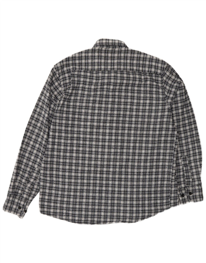 Cămașă de flanel pentru bărbați vintage, mărimea 42, mare, albastru marin, bumbac cu carouri
