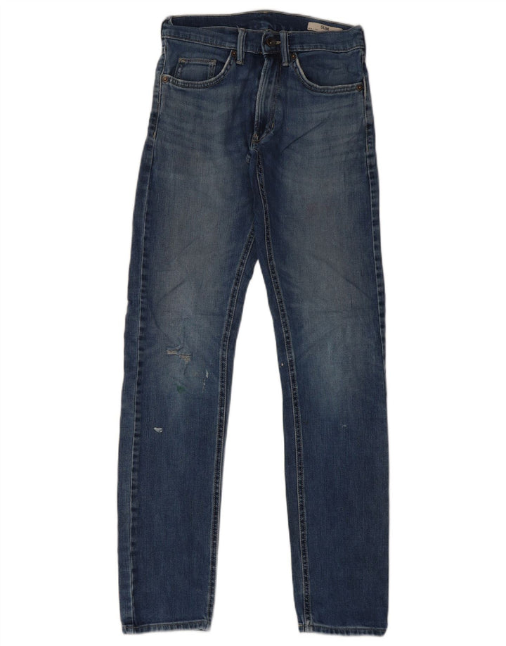 Blugi slim pentru bărbați Marks & Spencer Distressed Slim W28 L33 Blue Bumbac