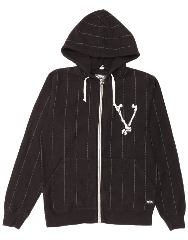 Pulover Vans pentru bărbați, cu fermoar, bumbac cu dungi mici, negru
