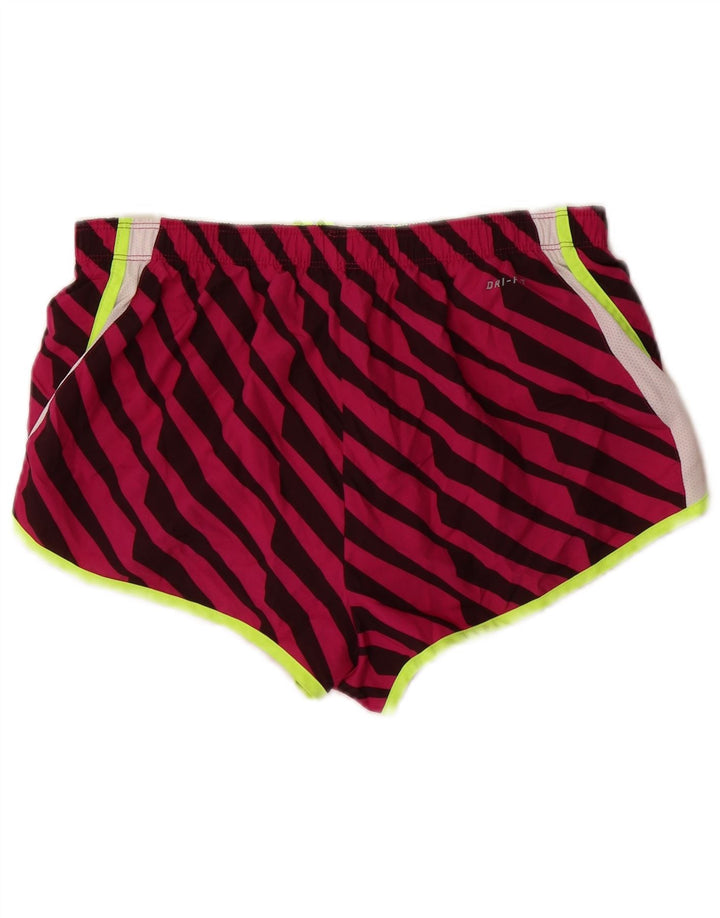 Pantaloni scurți sport Nike Dri Fit pentru femei UK 14 Poliester cu dungi roz medii