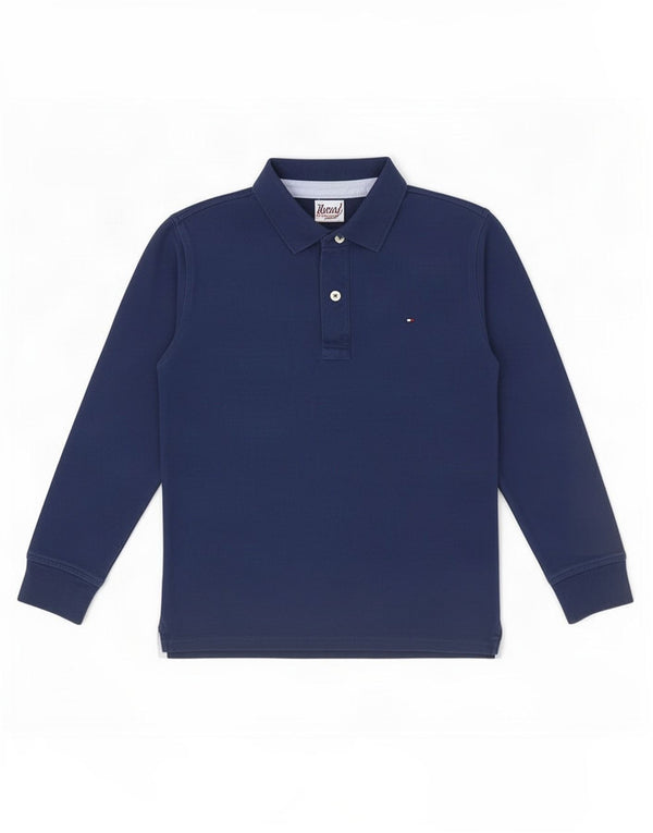 Tricou polo Tommy Hilfiger pentru baieti 9-10 ani, albastru bleumarin, bumbac