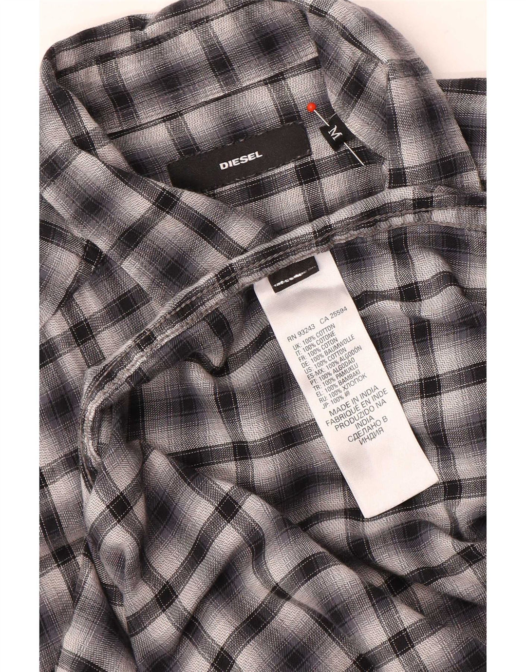Cămașă pentru bărbați Diesel Medium Black Check Bumbac