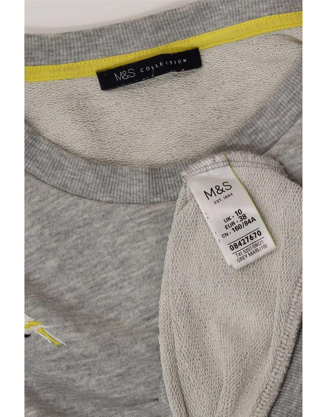 Pulover cu grafic pentru femei Marks & Spencer, UK 10, poliester, gri mic