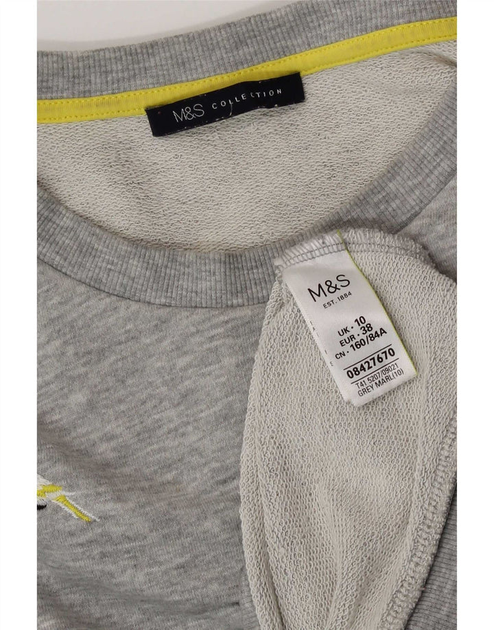 Pulover cu grafic pentru femei Marks & Spencer, UK 10, poliester, gri mic