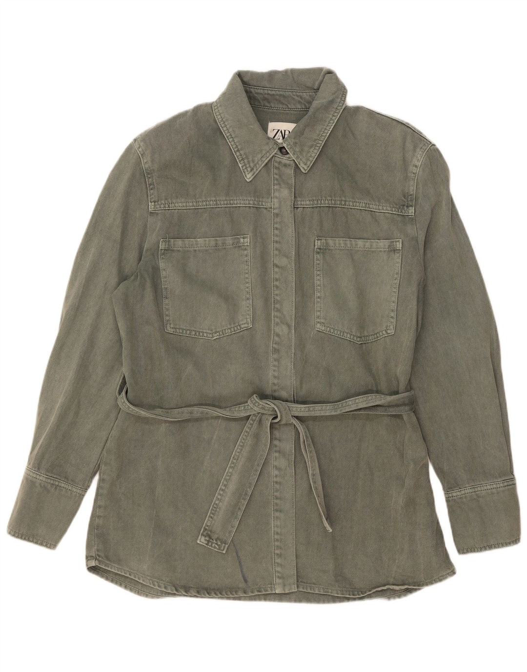 Jachetă de blugi pentru femei Zara UK 14 Medium Khaki Bumbac