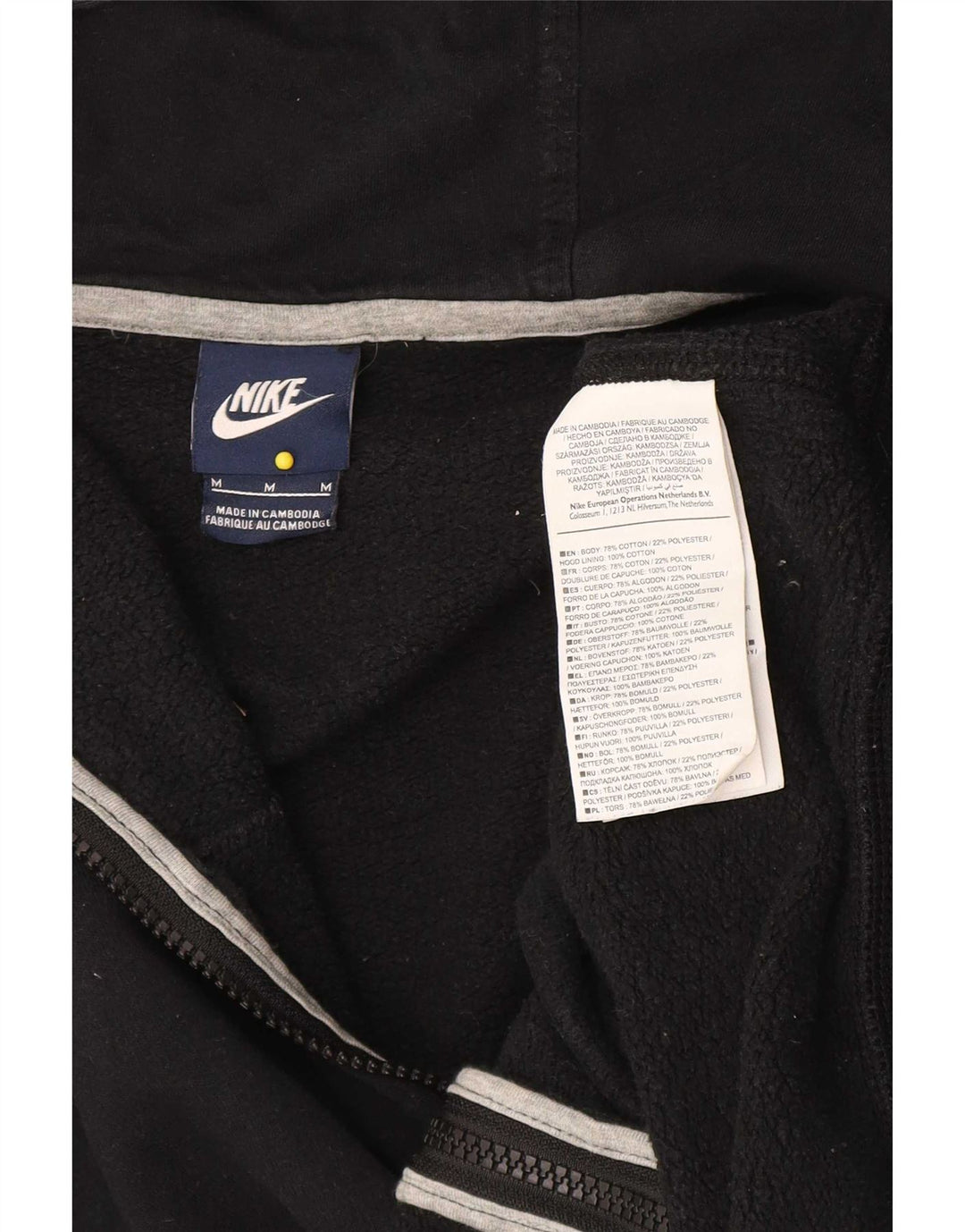 Pulover Nike pentru bărbați, cu fermoar, bumbac mediu negru