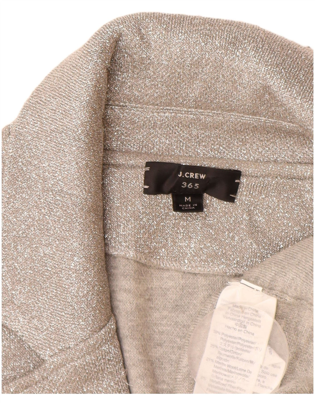 Pulover cardigan deschis 365 pentru femei J. Crew UK 14 Poliester argintiu mediu