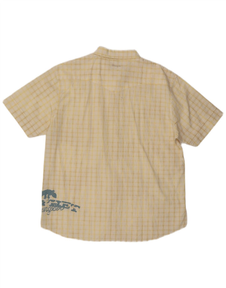 Cămașă cu mânecă scurtă Wrangler pentru bărbați, XL, bumbac cu carouri galbene