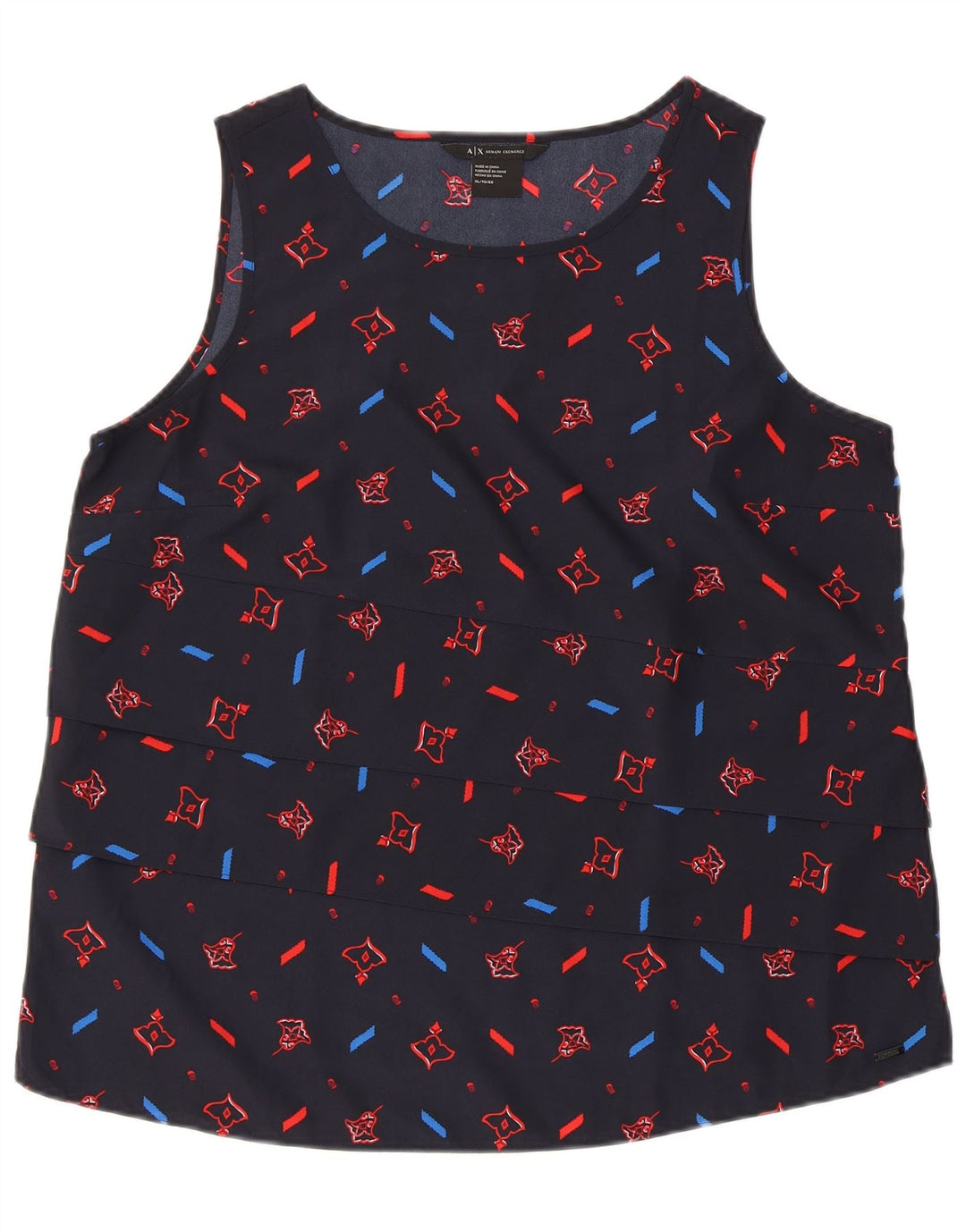 ARMANI EXCHANGE Bluză fără mâneci pentru femei UK 18 XL Bleumarin Geometric