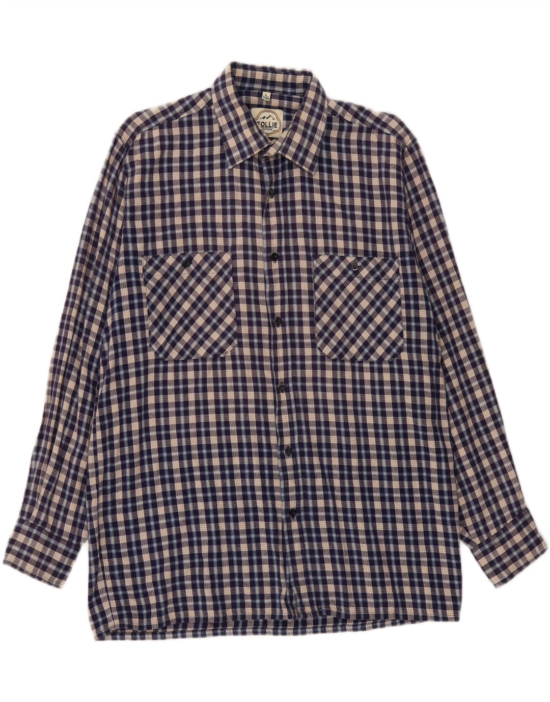 Cămașă de flanel pentru bărbați FOLLIE Mărimea 41/42, cu carouri mari, albastre
