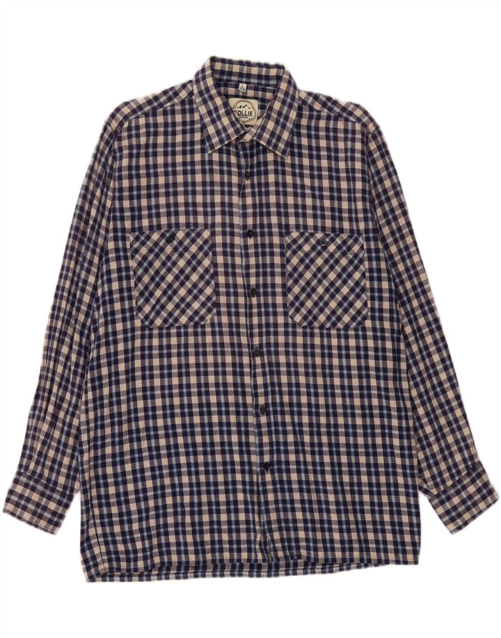 Cămașă de flanel pentru bărbați FOLLIE Mărimea 41/42, cu carouri mari, albastre