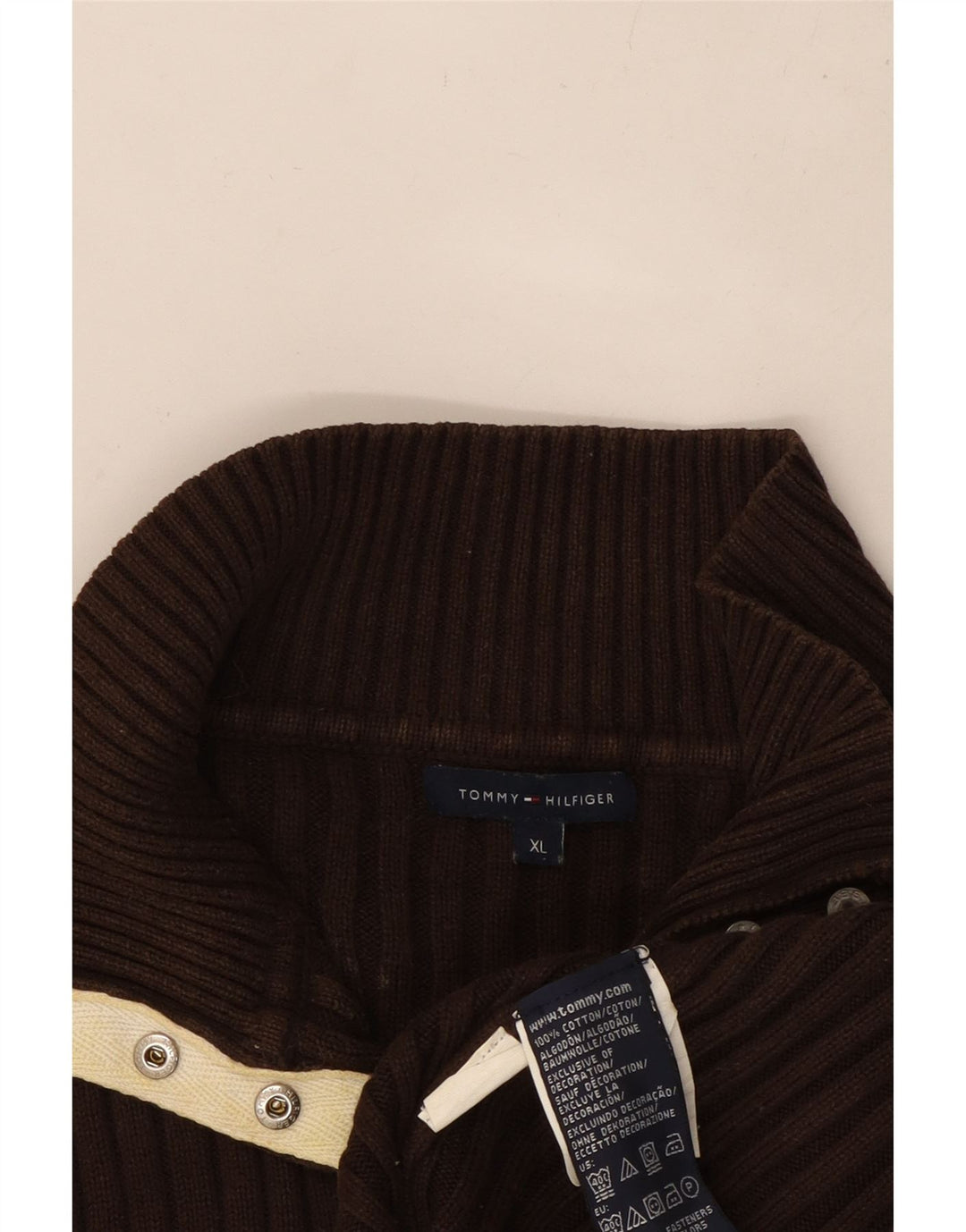 Pulover pentru femei TOMMY HILFIGER Pulover cu gât cu nasturi UK 18 XL Maro