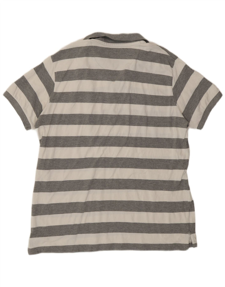 Tricou polo pentru bărbați Woolrich 2XL, bumbac cu dungi gri