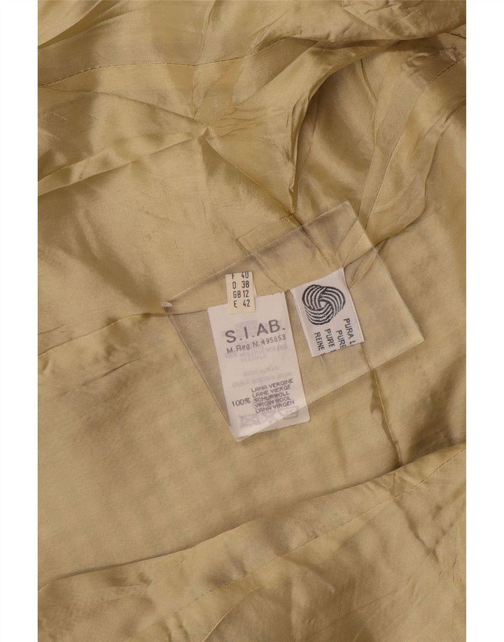 Jachetă vintage pentru femei cu 2 nasturi, UK 12, lână cu picior de gală, bej mediu