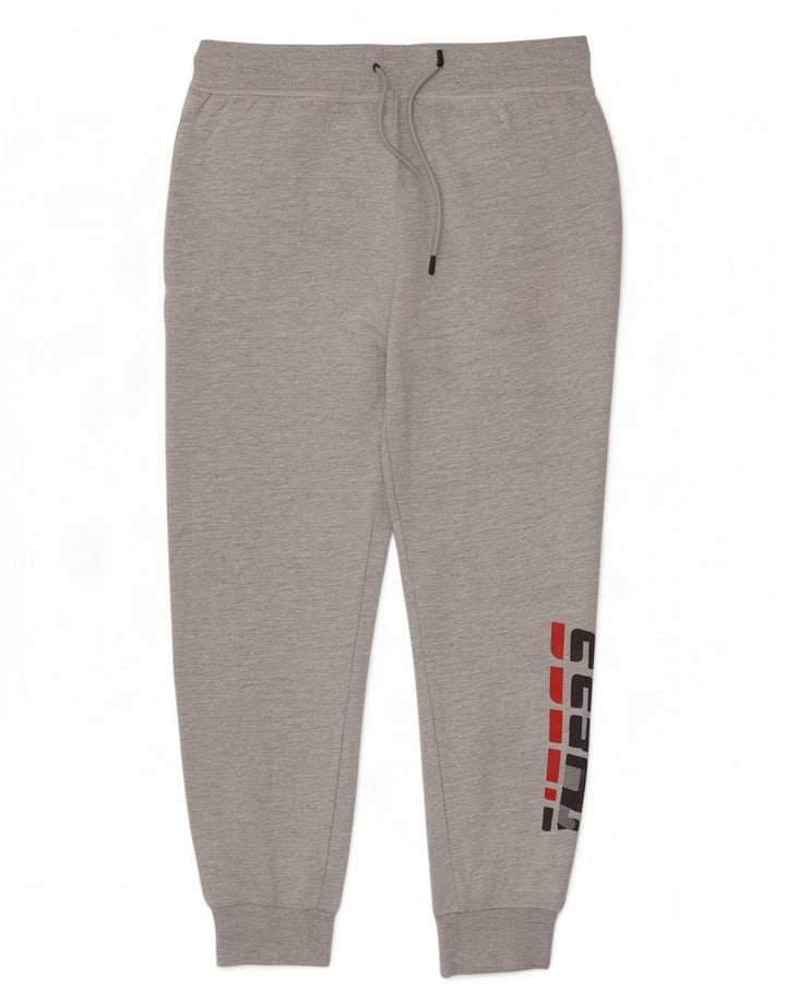 Pantaloni de trening grafic pentru bărbați Guess Pantaloni de jogging, bumbac cu pete gri mediu