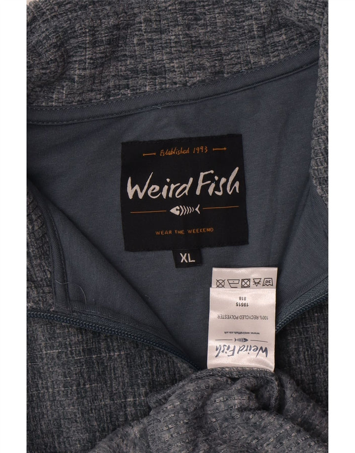 WEIRD FISH Pulover pentru bărbați, cu fermoar, cu gât, UK 18 XL, poliester cu pături gri